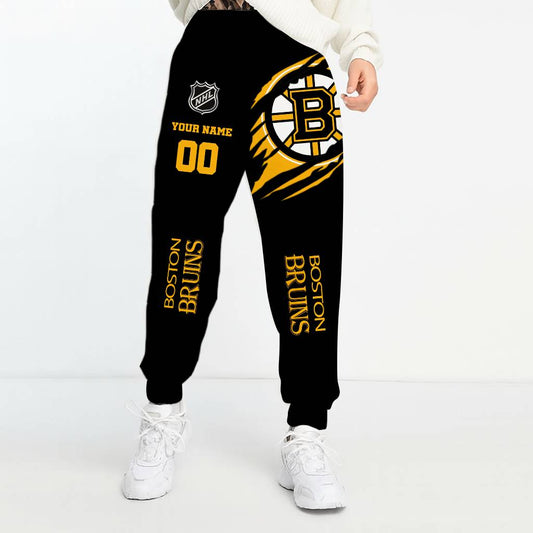 LIMITED EDITION -  NEW CUSTOMIZED NHL02 BTB BOSTON BRUINS UNISEX LONG PANTS