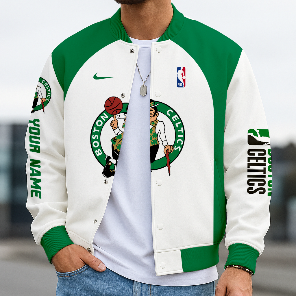 LIMITED EDITION - NEW CUSTOMIZED NBA03 BC BOSTON CELTICS BASEBALL JACKET