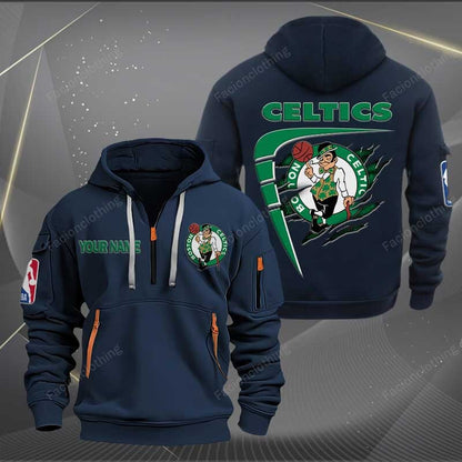 LIMITED EDITION - NEW CUSTOMIZED NBA03 BC BOSTON CELTICS QUARTER ZIP HOODIE