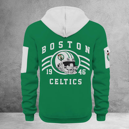 LIMITED EDITION - NEW CUSTOMIZED NBA03 BC BOSTON CELTICS QUARTER ZIP HOODIE