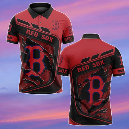 LIMITED EDITION - NEW CUSTOMIZED MLB03 BRS BOSTON RED SOX POLO SHIRT