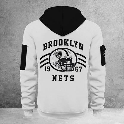 LIMITED EDITION - NEW CUSTOMIZED NBA25 BN BROOKLYN NETS QUARTER ZIP HOODIE