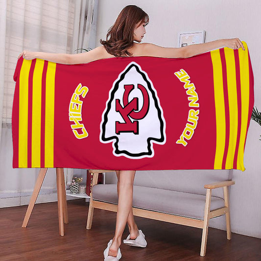 LIMITED EDITION - NEW CUSTOMIZED NFL01 KCC KANSAS CITY CHIEFS BEACH & BATH TOWEL