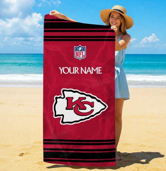 LIMITED EDITION - NEW CUSTOMIZED NFL01 KCC KANSAS CITY CHIEFS BEACH & BATH TOWEL (KIDS & ADULTS)