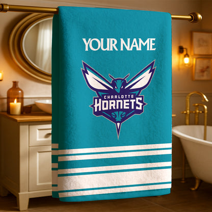LIMITED EDITION - NEW CUSTOMIZED NBA27 CH CHARLOTTE HORNETS BEACH & BATH TOWEL