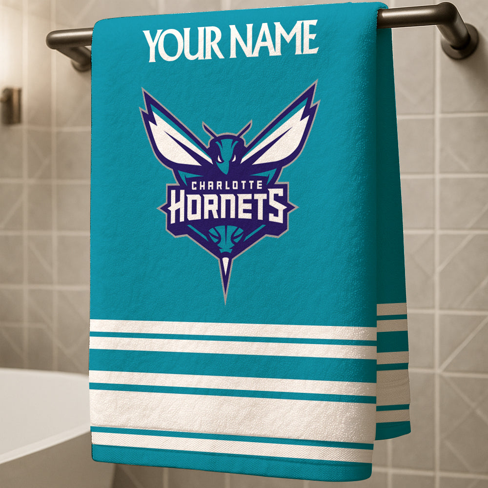 LIMITED EDITION - NEW CUSTOMIZED NBA27 CH CHARLOTTE HORNETS BEACH & BATH TOWEL