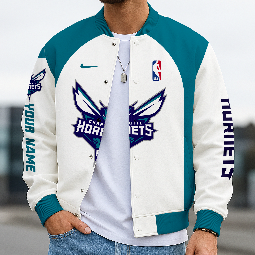 LIMITED EDITION - NEW CUSTOMIZED NBA27 CH CHARLOTTE HORNETS BASEBALL JACKET