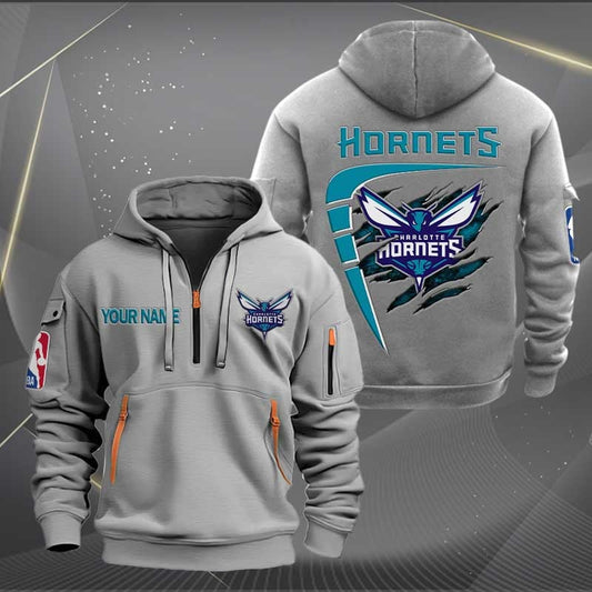 LIMITED EDITION - NEW CUSTOMIZED NBA27 CH CHARLOTTE HORNETS QUARTER ZIP HOODIE