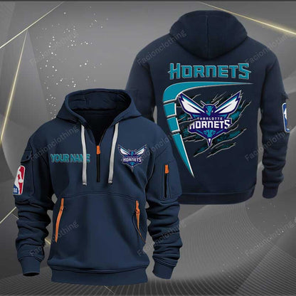 LIMITED EDITION - NEW CUSTOMIZED NBA27 CH CHARLOTTE HORNETS QUARTER ZIP HOODIE
