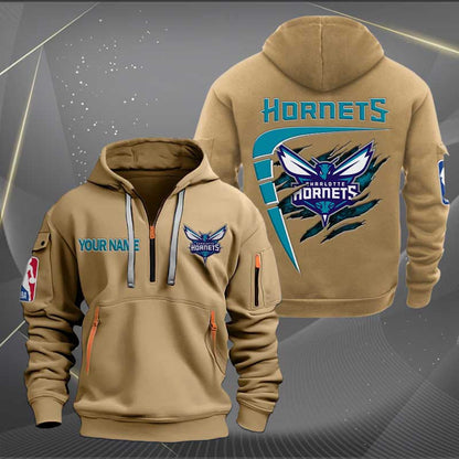 LIMITED EDITION - NEW CUSTOMIZED NBA27 CH CHARLOTTE HORNETS QUARTER ZIP HOODIE