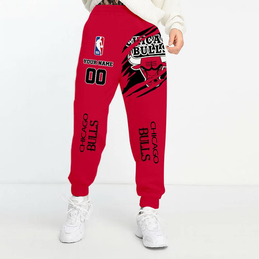 LIMITED EDITION - NEW CUSTOMIZED NBA19 CB CHICAGO BULLS UNISEX LONG PANTS