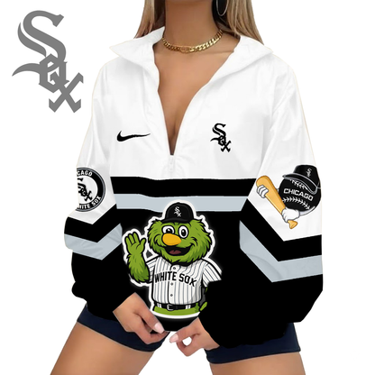 LIMITED EDITION - NEW CUSTOMIZED MLB26 CWS CHICAGO WHITE SOX V-NECK ZIPPER SWEATSHIRT JACKET