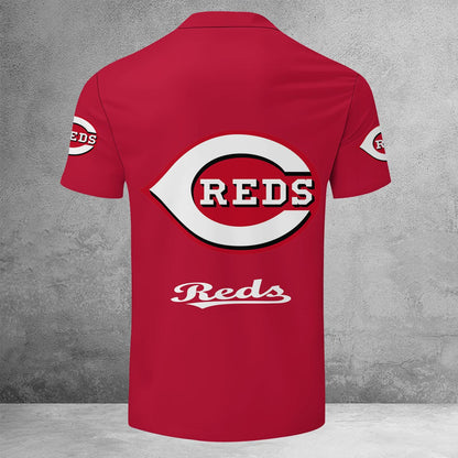 LIMITED EDITION - NEW CUSTOMIZED MLB05 CRS CINCINNATI REDS ZIP POLO SHIRT