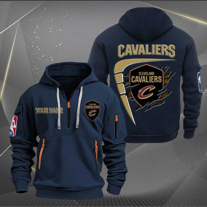 LIMITED EDITION - NEW CUSTOMIZED NBA02 CC CLEVELAND CAVALIERS QUARTER ZIP HOODIE