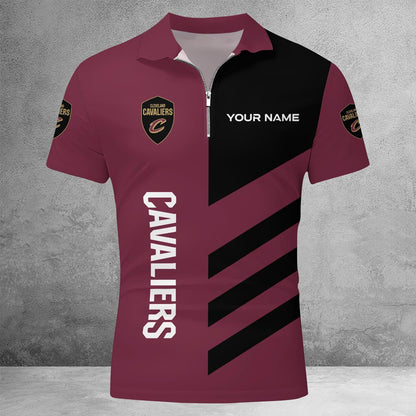 LIMITED EDITION - NEW CUSTOMIZED NBA02 CC CLEVELAND CAVALIERS ZIP POLO SHIRT