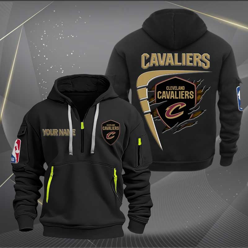 LIMITED EDITION - NEW CUSTOMIZED NBA02 CC CLEVELAND CAVALIERS QUARTER ZIP HOODIE