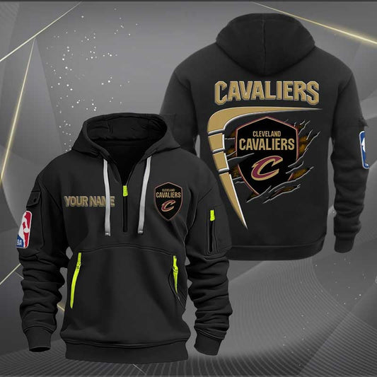 LIMITED EDITION - NEW CUSTOMIZED NBA02 CC CLEVELAND CAVALIERS QUARTER ZIP HOODIE