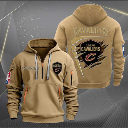 LIMITED EDITION - NEW CUSTOMIZED NBA02 CC CLEVELAND CAVALIERS QUARTER ZIP HOODIE