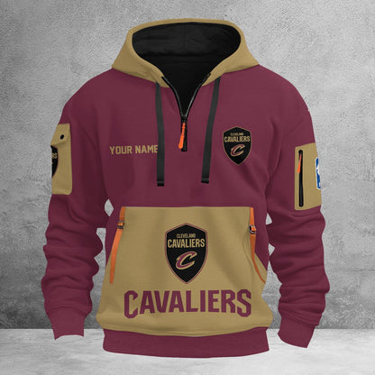 LIMITED EDITION - NEW CUSTOMIZED NBA02 CC CLEVELAND CAVALIERS QUARTER ZIP HOODIE