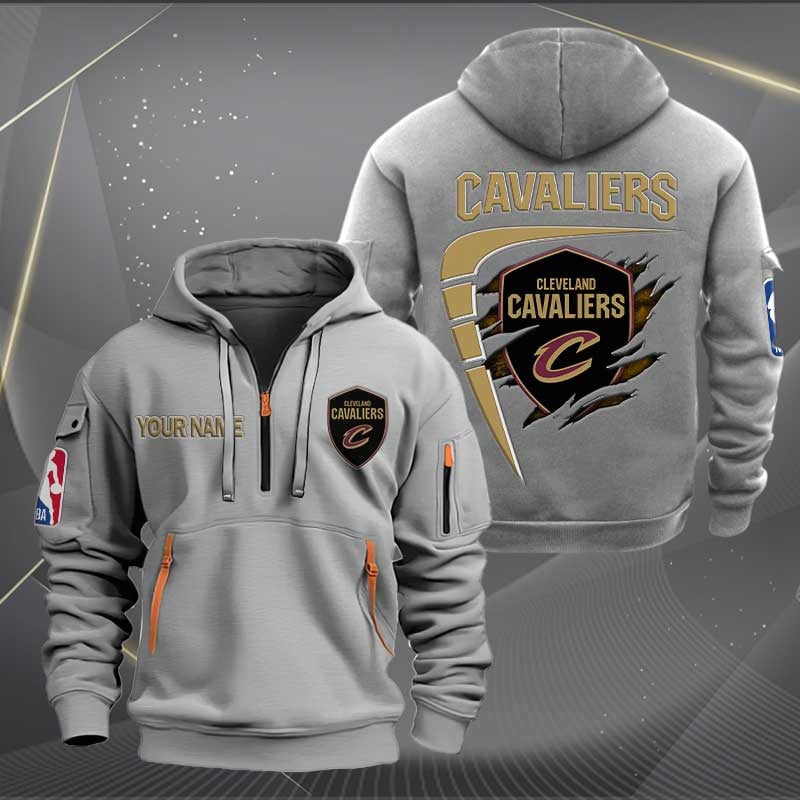 LIMITED EDITION - NEW CUSTOMIZED NBA02 CC CLEVELAND CAVALIERS QUARTER ZIP HOODIE