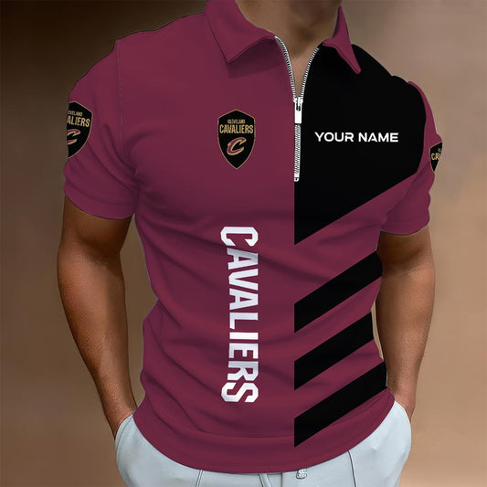 LIMITED EDITION - NEW CUSTOMIZED NBA02 CC CLEVELAND CAVALIERS ZIP POLO SHIRT