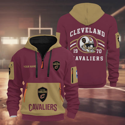LIMITED EDITION - NEW CUSTOMIZED NBA02 CC CLEVELAND CAVALIERS QUARTER ZIP HOODIE