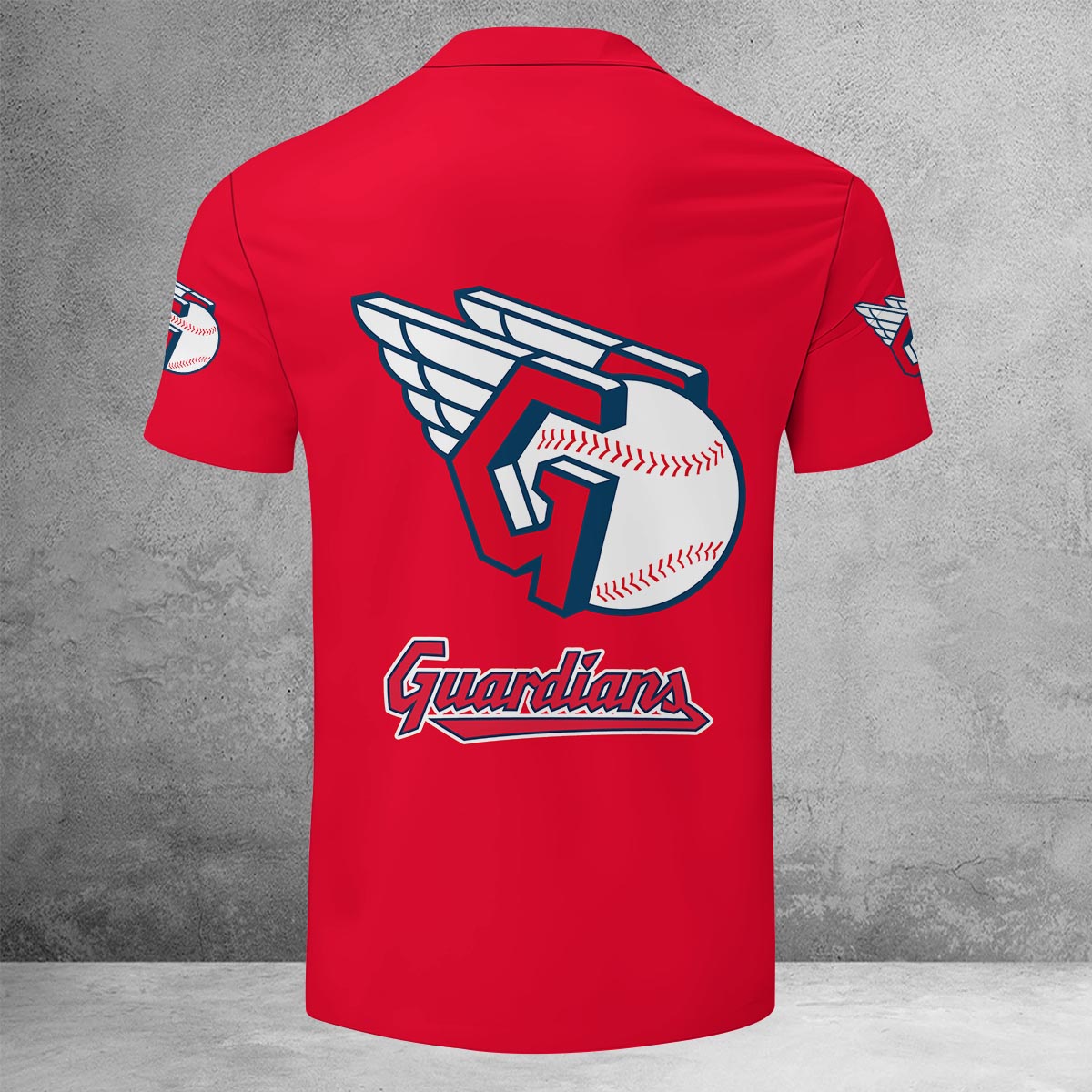 LIMITED EDITION - NEW CUSTOMIZED MLB13 CGS CLEVELAND GUARDIANS ZIP POLO SHIRT