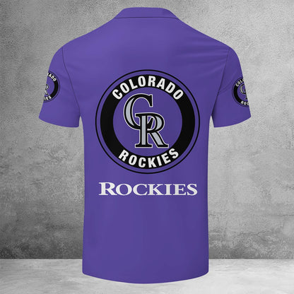 LIMITED EDITION - NEW CUSTOMIZED MLB30 COR COLORADO ROCKIES ZIP POLO SHIRT