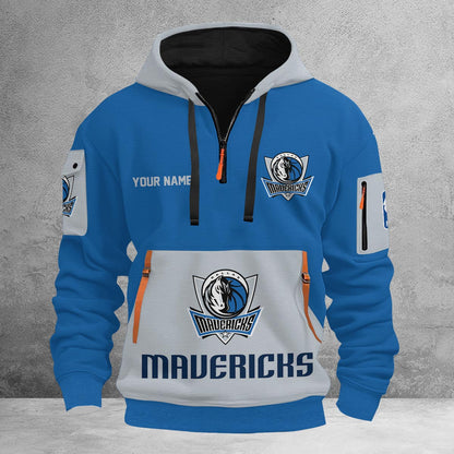 LIMITED EDITION - NEW CUSTOMIZED NBA18 DM DALLAS MAVERICKS QUARTER ZIP HOODIE
