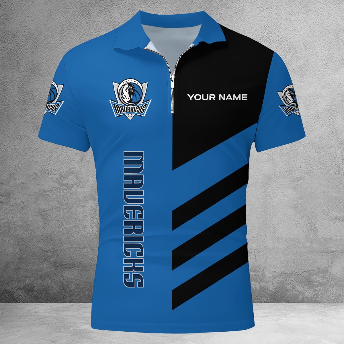 LIMITED EDITION - NEW CUSTOMIZED NBA18 DM DALLAS MAVERICKS ZIP POLO SHIRT