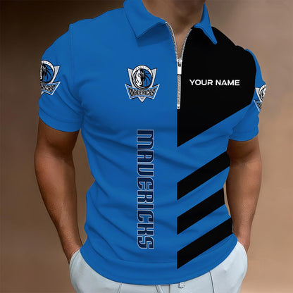 LIMITED EDITION - NEW CUSTOMIZED NBA18 DM DALLAS MAVERICKS ZIP POLO SHIRT