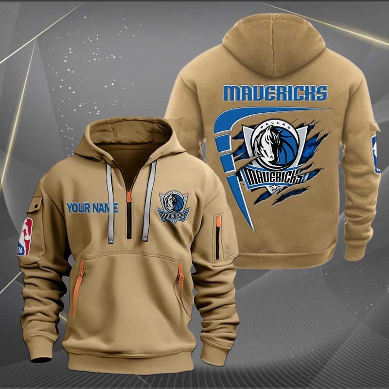 LIMITED EDITION - NEW CUSTOMIZED NBA18 DM DALLAS MAVERICKS QUARTER ZIP HOODIE