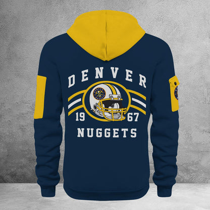 LIMITED EDITION - NEW CUSTOMIZED NBA08 DN DENVER NUGGETS QUARTER ZIP HOODIE