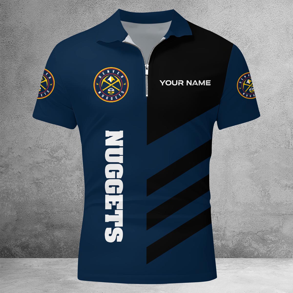 LIMITED EDITION - NEW CUSTOMIZED NBA08 DN DENVER NUGGETS ZIP POLO SHIRT