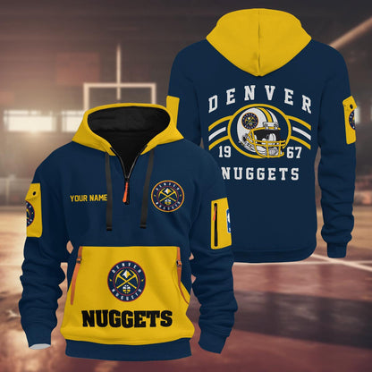 LIMITED EDITION - NEW CUSTOMIZED NBA08 DN DENVER NUGGETS QUARTER ZIP HOODIE