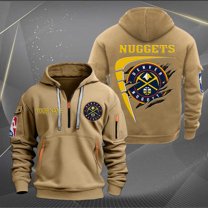 LIMITED EDITION - NEW CUSTOMIZED NBA08 DN DENVER NUGGETS QUARTER ZIP HOODIE
