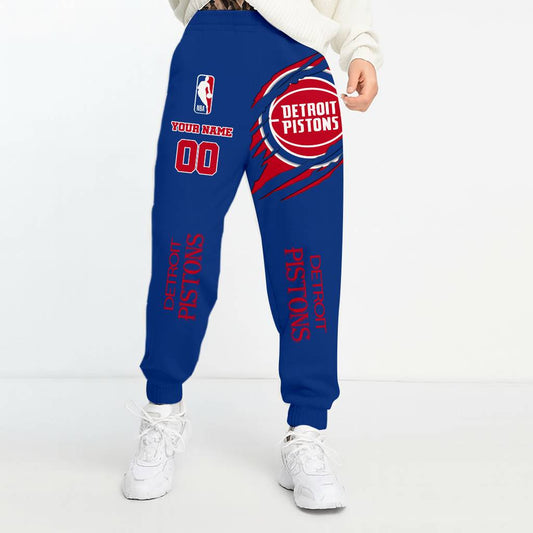 LIMITED EDITION - NEW CUSTOMIZED NBA14 DP DETROIT PISTONS UNISEX LONG PANTS