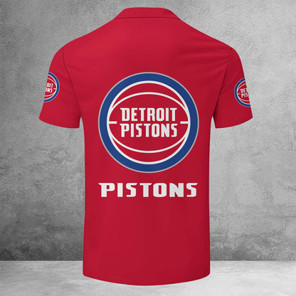 LIMITED EDITION - NEW CUSTOMIZED NBA14 DP DETROIT PISTONS ZIP POLO SHIRT
