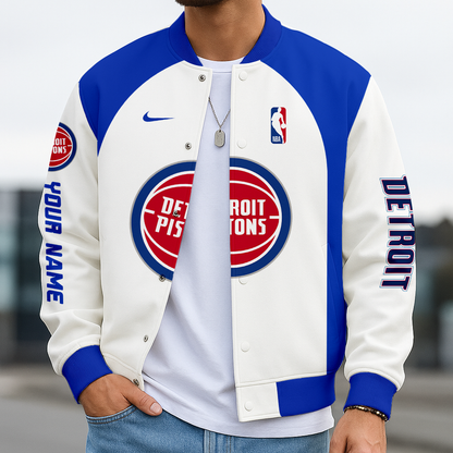 LIMITED EDITION - NEW CUSTOMIZED NBA14 DP DETROIT PISTONS BASEBALL JACKET