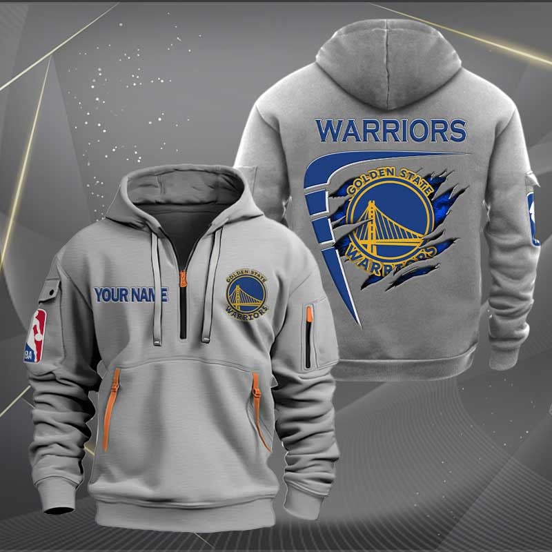 LIMITED EDITION - NEW CUSTOMIZED NBA12 GS GOLDEN STATE WARRIORS QUARTER ZIP HOODIE