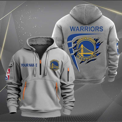 LIMITED EDITION - NEW CUSTOMIZED NBA12 GS GOLDEN STATE WARRIORS QUARTER ZIP HOODIE