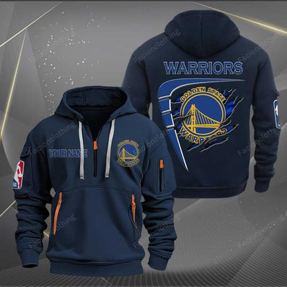 LIMITED EDITION - NEW CUSTOMIZED NBA12 GS GOLDEN STATE WARRIORS QUARTER ZIP HOODIE