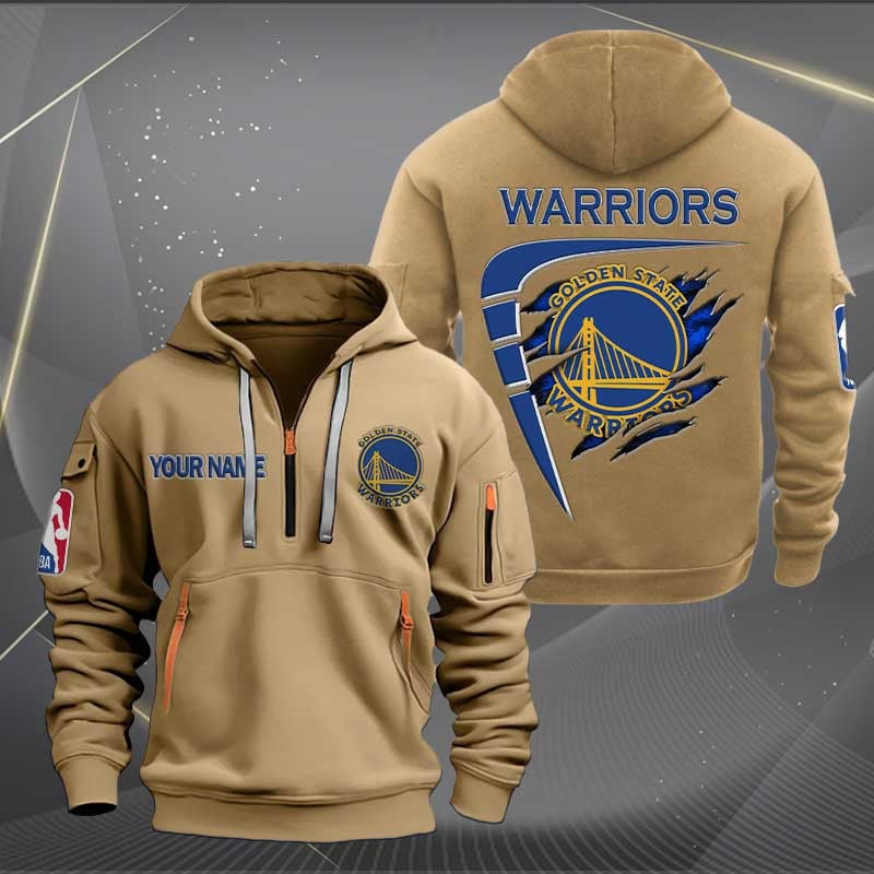 LIMITED EDITION - NEW CUSTOMIZED NBA12 GS GOLDEN STATE WARRIORS QUARTER ZIP HOODIE