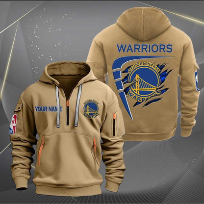 LIMITED EDITION - NEW CUSTOMIZED NBA12 GS GOLDEN STATE WARRIORS QUARTER ZIP HOODIE