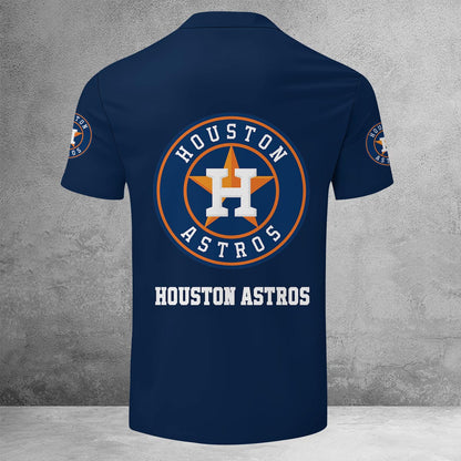 LIMITED EDITION - NEW CUSTOMIZED MLB10 HAS HOUSTON ASTROS ZIP POLO SHIRT