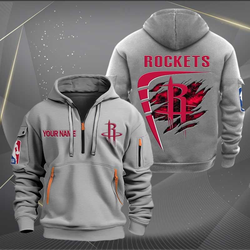 LIMITED EDITION - NEW CUSTOMIZED NBA07 HR HOUSTON ROCKETS QUARTER ZIP HOODIE