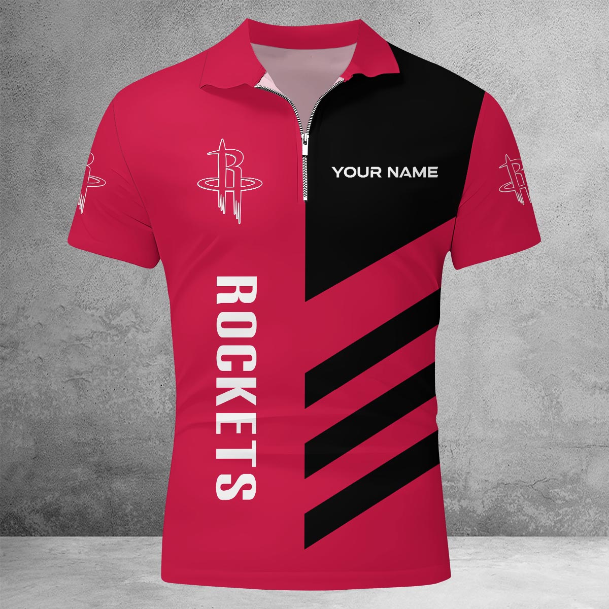 LIMITED EDITION - NEW CUSTOMIZED NBA07 HR HOUSTON ROCKETS ZIP POLO SHIRT