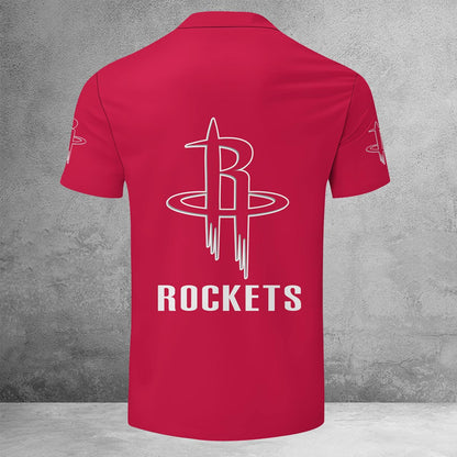 LIMITED EDITION - NEW CUSTOMIZED NBA07 HR HOUSTON ROCKETS ZIP POLO SHIRT