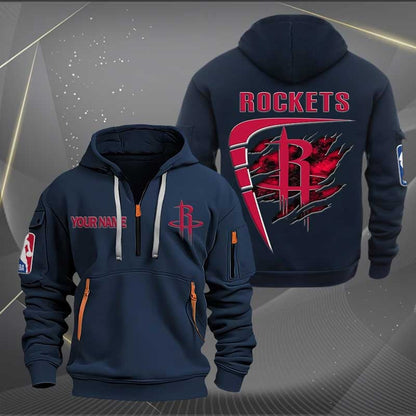 LIMITED EDITION - NEW CUSTOMIZED NBA07 HR HOUSTON ROCKETS QUARTER ZIP HOODIE