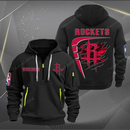 LIMITED EDITION - NEW CUSTOMIZED NBA07 HR HOUSTON ROCKETS QUARTER ZIP HOODIE
